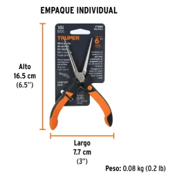 Alicates de punta de aguja 6" ComfortGrip CrVanadio Truper 17369 Truper-Alicates de punta de aguja 6" ComfortGrip CrVanadio Trup