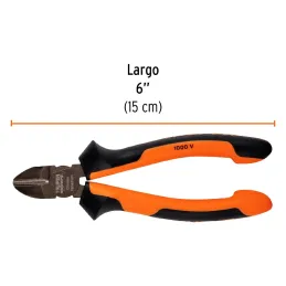 Alicates de corte diagonal 6" 1000v ComfortGrip CrVanadio Truper 17331 Truper-Alicates de corte diagonal 6" 1000v ComfortGrip Cr