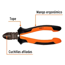 Alicates de corte diagonal 6" 1000v ComfortGrip CrVanadio Truper 17331 Truper-Alicates de corte diagonal 6" 1000v ComfortGrip Cr