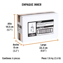 Alicates de punta curva 6" Aislado 1000v ComfortGrip CrVanadio Truper 17337 Truper-Alicates de punta curva 6"  Aislado 1000v Com