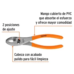 Alicates de mecanico 8" ACarbono MangoPVC Truper 17301 Truper-Alicates de mecanico 8" ACarbono MangoPVC Truper 17301 Fabricada e