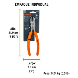 Alicates de corte diagonal 7" CrVanadio MangoPVC Truper 17313 Truper-Alicates de corte diagonal 7" CrVanadio MangoPVC Truper 173