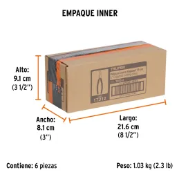Alicates de corte diagonal 6" CrVanadio MangoPVC Truper 17312 Truper-Alicates de corte diagonal 6" CrVanadio MangoPVC Truper 173