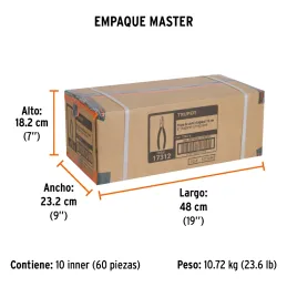 Alicates de corte diagonal 6" CrVanadio MangoPVC Truper 17312 Truper-Alicates de corte diagonal 6" CrVanadio MangoPVC Truper 173