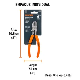 Alicates de corte diagonal 6" CrVanadio MangoPVC Truper 17312 Truper-Alicates de corte diagonal 6" CrVanadio MangoPVC Truper 173