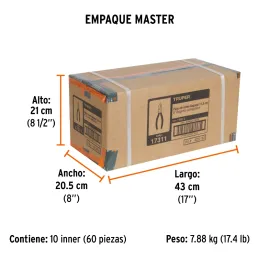 Alicates de corte diagonal 5" CrVanadio MangoPVC Truper 17311 Truper-Alicates de corte diagonal 5" CrVanadio MangoPVC Truper 173