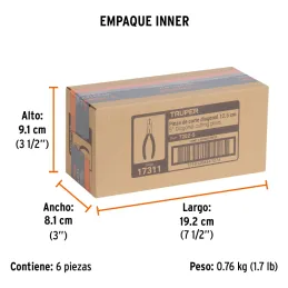 Alicates de corte diagonal 5" CrVanadio MangoPVC Truper 17311 Truper-Alicates de corte diagonal 5" CrVanadio MangoPVC Truper 173