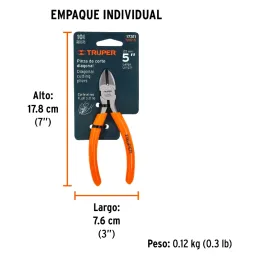 Alicates de corte diagonal 5" CrVanadio MangoPVC Truper 17311 Truper-Alicates de corte diagonal 5" CrVanadio MangoPVC Truper 173