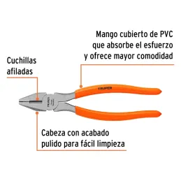 Alicates universal 8" CrVanadio MangoPVC Truper 17308 Truper-Alicates universal 8" CrVanadio MangoPVC Truper 17308 Fabricada en 