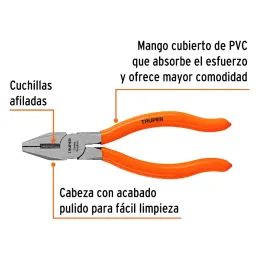 Alicates universal 6" CrVanadio MangoPVC Truper 17306 Truper-Alicates universal 6" CrVanadio MangoPVC Truper 17306 Fabricada en 