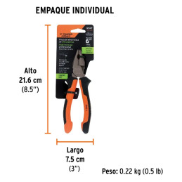 Alicates universal 6" Aislado 1000v ComfortGrip CrVanadio Truper 12347 Truper-Alicates universal 6" Aislado 1000v ComfortGrip Cr