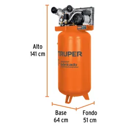 Compresor 180L vertical 4HP DoblePiston Truper 103304 Truper-Compresor 180L vertical 4HP DoblePiston Truper 103304 Motor bifásic