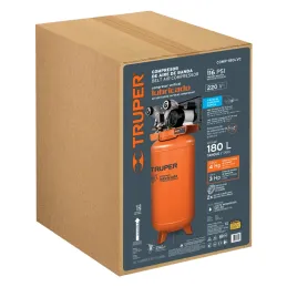 Compresor 180L vertical 4HP DoblePiston Truper 103304 Truper-Compresor 180L vertical 4HP DoblePiston Truper 103304 Motor bifásic