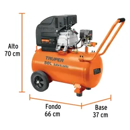 Compresoras 50L 3.5HP Lubricada Automatico Bifasico Con Manguera y Pistola, Truper 101744 Truper-Compresoras 50L 3.5HP Lubricada