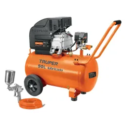 Compresoras 50L 3.5HP Lubricada Automatico Bifasico Con Manguera y Pistola, Truper 101744 Truper-Compresoras 50L 3.5HP Lubricada