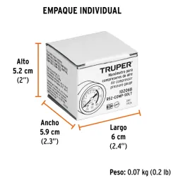 Manometro Grande para compresores Grupo2, Truper 102068 Truper-Manometro Grande para compresores Grupo2, Truper 102068 Para comp