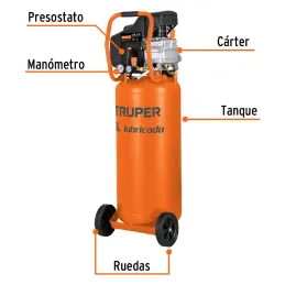 Compresoras 80L 3.5HP Lubricada Automatico Bifasico, Truper 102116 Truper-Compresoras 80L 3.5HP Lubricada Automatico Bifasico, T
