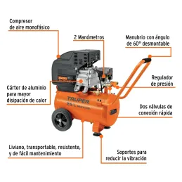 Compresoras de Aire de 3HP 25 Litros, Arranque Automatico, COMP-25LT-260 11836 Truper Truper-Compresora de Aire de 25 Litros, Ar