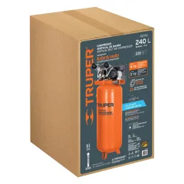 Compresoras de Aire de 4HP 240L Vertical, Uso Ininterrumpido Arranque Automatico, Truper COMP-240LVC 102130 Truper-Compresoras d