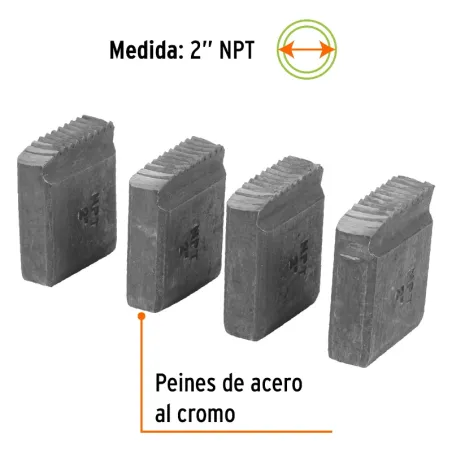 Peine para Tarraja 2" Cuerda 11 1/2 NPT, Incluye 4 Piezas, P-850-2 13085 Truper Truper-Dado para Tarraja 1/2" Cuerda 14 NPT Comp