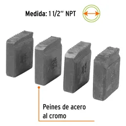 Peine para Tarraja 1 1/2" Cuerda 11 1/2 NPT, Incluye 4 Piezas, P-850-1-1/2 13083 Truper Truper-Peine para Tarraja 1 1/2" Cuerda 
