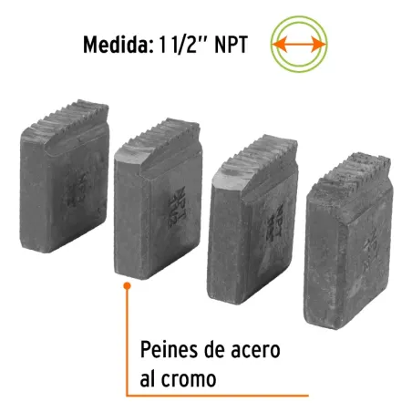 Peine para Tarraja 1 1/2" Cuerda 11 1/2 NPT, Incluye 4 Piezas, P-850-1-1/2 13083 Truper Truper-Peine para Tarraja 1 1/2" Cuerda 