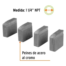 Peine para Tarraja 1 1/4" Cuerda 11 1/2 NPT, Incluye 4 Piezas, P-850-1-1/4 13081 Truper Truper-Peine para Tarraja 1 1/4" Cuerda 