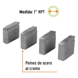 Peine para Tarraja 1" Cuerda 11 1/2 NPT, Incluye 4 Piezas, P-850-1 13079 Truper Truper-Peine para Tarraja 1" Cuerda 11 1/2 NPT, 