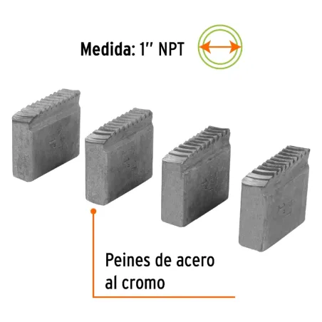 Peine para Tarraja 1" Cuerda 11 1/2 NPT, Incluye 4 Piezas, P-850-1 13079 Truper Truper-Peine para Tarraja 1" Cuerda 11 1/2 NPT, 