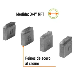 Peine para Tarraja 3/4" Cuerda 14 NPT, Incluye 4 Piezas, P-850-1/3 13077 Truper Truper-Peine para Tarraja 3/4" Cuerda 14 NPT, In