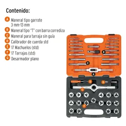 Machos y Tarrajas Juego de 40 Piezas en Pulgadas, en acero al cromo, J-MATA-40 11442 Truper Truper-Machos y Tarrajas Juego de 40