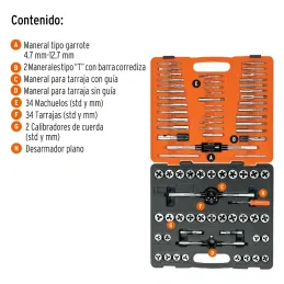 Machos y Tarrajas Juego de 76 Piezas en MM y Pulgadas en acero al cromo, J-MATA-76 12443 Truper Truper-Machos y Tarrajas Juego d