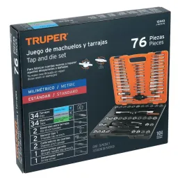Machos y Tarrajas Juego de 76 Piezas en MM y Pulgadas en acero al cromo, J-MATA-76 12443 Truper Truper-Machos y Tarrajas Juego d