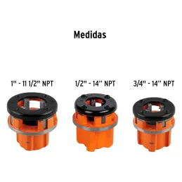 Tarrajas para Tubo Juego de 4 Piezas, Sistema Rosacado Reversible, Acero al Cromo, TA-850 13070 Truper Truper-Tarrajas para Tubo