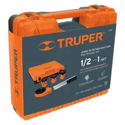 Tarrajas para Tubo Juego de 4 Piezas, Sistema Rosacado Reversible, Acero al Cromo, TA-850 13070 Truper Truper-Tarrajas para Tubo