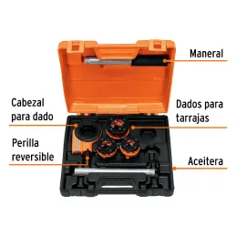 Tarrajas para Tubo Juego de 4 Piezas, Sistema Rosacado Reversible, Acero al Cromo, TA-850 13070 Truper Truper-Tarrajas para Tubo
