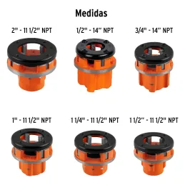 Tarrajas para Tubo Juego de 8 Piezas, Sistema Rosacado Reversible, Acero al Cromo, TA-851 13071 Truper Truper-Tarrajas para Tubo