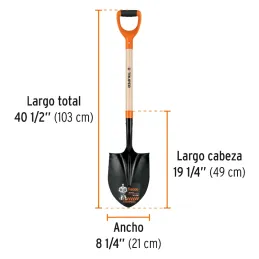 Lampas Redonda Minera T-2000 40-1/2" 21x49x103cm PuñoY ComfortGrip Truper 17160 Truper-Lampas Redonda Minera T-2000 40-1/2" 21x4