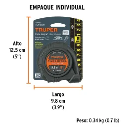 Winchas Flexometro Cinta Negra 5.5M TPR ABS Truper 11745 Truper-Winchas Flexometro Cinta Negra 5.5M TPR ABS Truper 11745 Carcasa