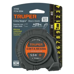 Winchas Flexometro Cinta Negra 5.5M TPR ABS Truper 11745 Truper-Winchas Flexometro Cinta Negra 5.5M TPR ABS Truper 11745 Carcasa