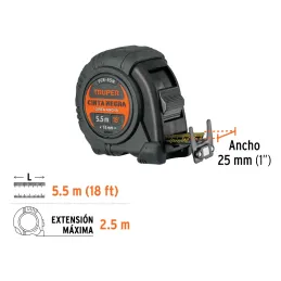 Winchas Flexometro Cinta Negra 5.5M TPR ABS Truper 11745 Truper-Winchas Flexometro Cinta Negra 5.5M TPR ABS Truper 11745 Carcasa