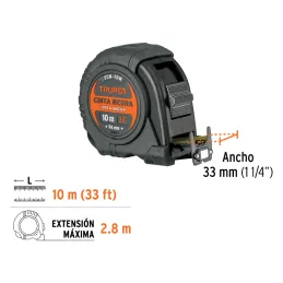 Winchas Flexometro Cinta Negra 10M TPR ABS Truper 103057 Truper-Winchas Flexometro Cinta Negra 8M TPR ABS Truper 11747 Carcasa d