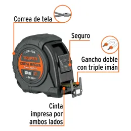 Winchas Flexometro Cinta Negra 10M TPR ABS Truper 103057 Truper-Winchas Flexometro Cinta Negra 8M TPR ABS Truper 11747 Carcasa d