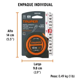 Winchas Flexometro Compactas 10M MedicionAmbosLados TPR ABS Truper 102332 Truper-Winchas Flexometro Compactas 10M MedicionAmbosL