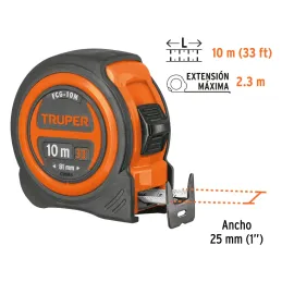 Winchas Flexometro Compactas 10M MedicionAmbosLados TPR ABS Truper 102332 Truper-Winchas Flexometro Compactas 10M MedicionAmbosL