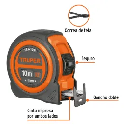 Winchas Flexometro Compactas 10M MedicionAmbosLados TPR ABS Truper 102332 Truper-Winchas Flexometro Compactas 10M MedicionAmbosL