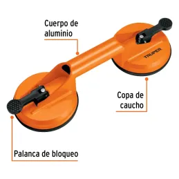 Ventosas de aluminio para vidrio 2 copas de succión Truper 100761 Truper-Ventosas de aluminio para vidrio 2 copas de succión Tru
