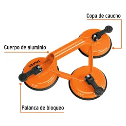 Ventosas de aluminio para vidrio 3 copas de succión Truper 100762 Truper-Ventosas de aluminio para vidrio 3 copas de succión Tru