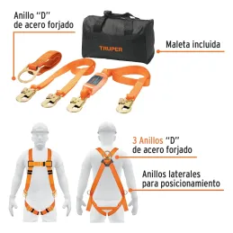 Kit contra caídas con arnes de tres anillos Truper 100889 Truper-Kit contra caídas con arnes de tres anillos Truper 100889 Cinta