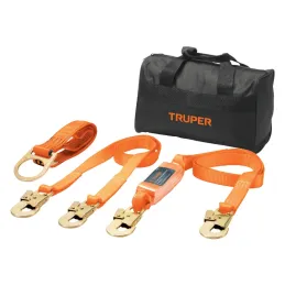 Kit contra caídas con arnes de tres anillos Truper 100889 Truper-Kit contra caídas con arnes de tres anillos Truper 100889 Cinta